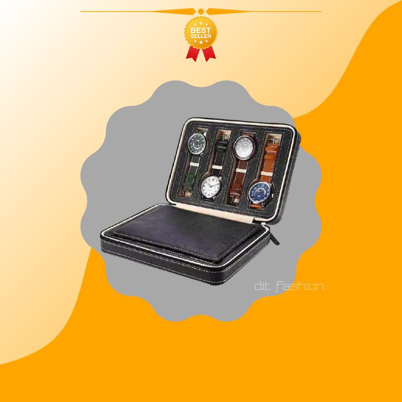 Kotak Jam Tangan Display Box Bahan Kulit 8 Grid - L-001