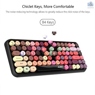 Ajazz 308i Keyboard Bluetooth Bulat 10M Koneksi 84 Tombol
