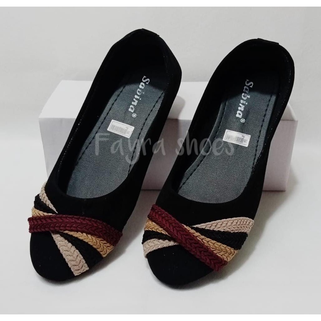 Sepatu Wanita Terbaru Flat Shoes Wanita Sol Karet Dixie Silang Warna