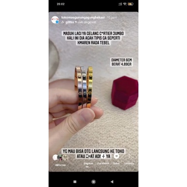 New Collection Gelang Cartier Jumbo Diameter 6cm Emas Asli Emas Muda Kadar 375/8K Yellow Gold White 