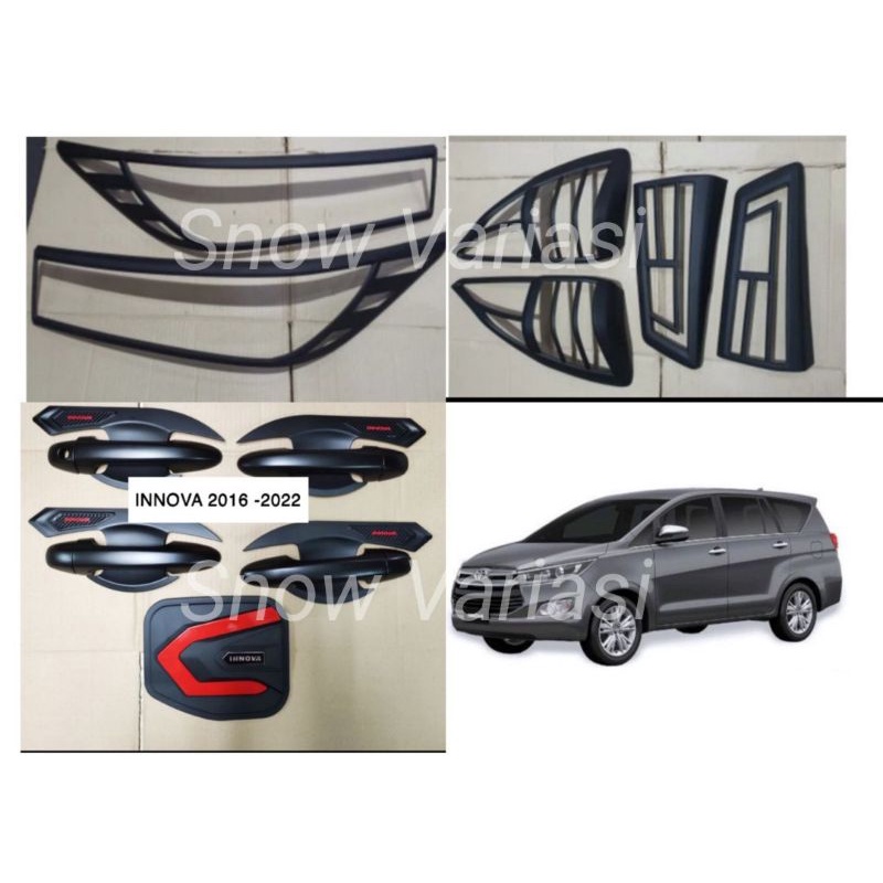 Paket Garnish Depan Belakang Outer Handle Tank Cover All New Innova GR SPORT 2016 2022 Hitam