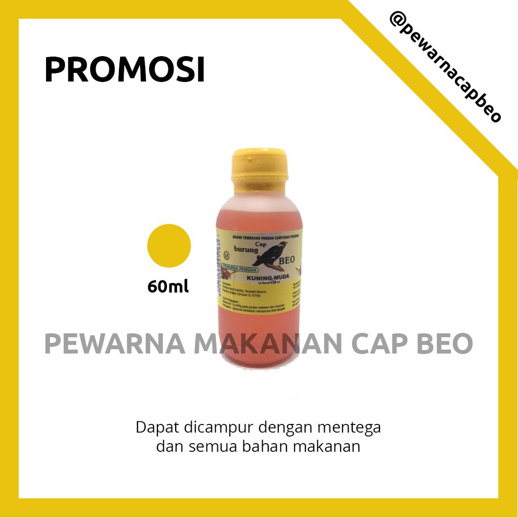 

PEWARNA MAKANAN MURAH Warna Kuning Muda 60ml Cap Beo