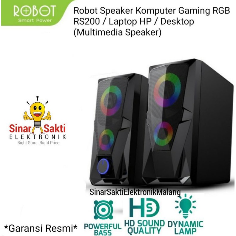 Robot Speaker Komputer Gaming RGB Laptop PC HP RS200 Multimedia Bass