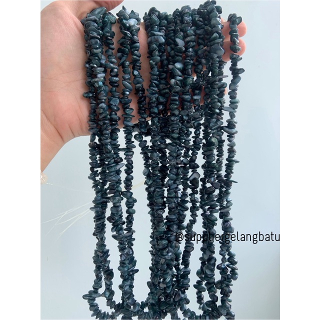 kerikil kerang DARK BLUE DONGKER 1cm bahan gelang kalung ekslusif 80cm