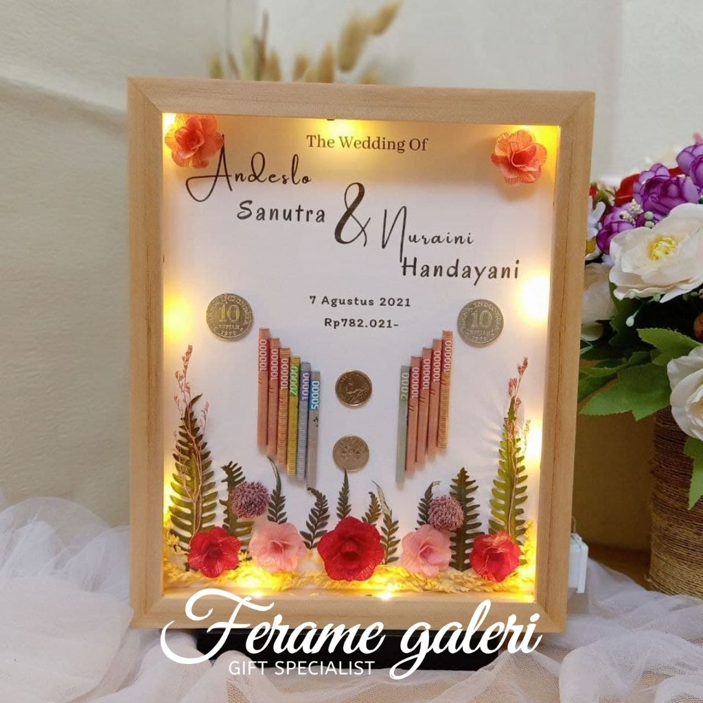 MEDIUM - Mahar Rustic Bingkai Kotak Akrilik Anti-Pecah 20cm x 25cm Free Custom by Ferame Galeri