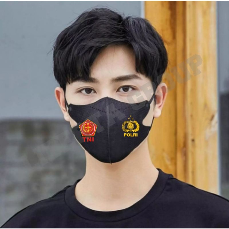 GROSIR MASKER TNI POLRI HITAM Duckbill series Korean Style Instan Mask