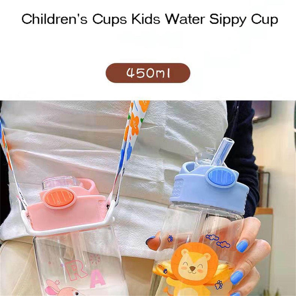 Populer 450ML Cangkir Sippy Air Anak Portable Outdoor Gelas Makan Bayi Anti Bocor