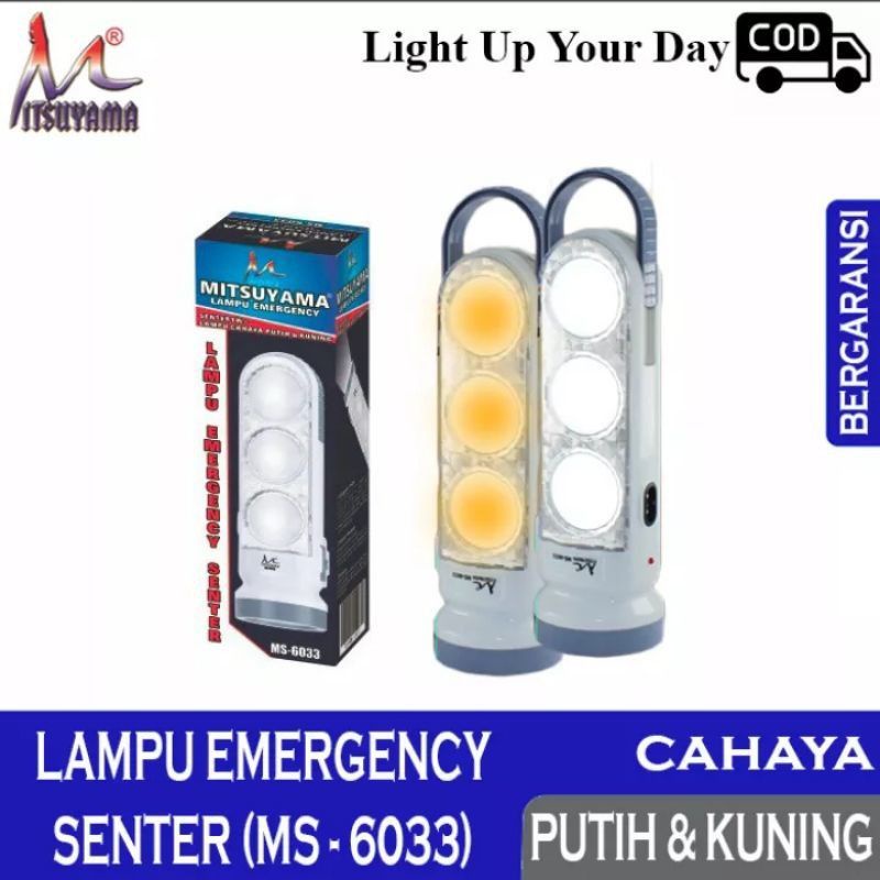 0MITSUYAMA-Lampu Senter LED Super Terang Mitsuyama MS 6033-Senter Emergency 2 Mode