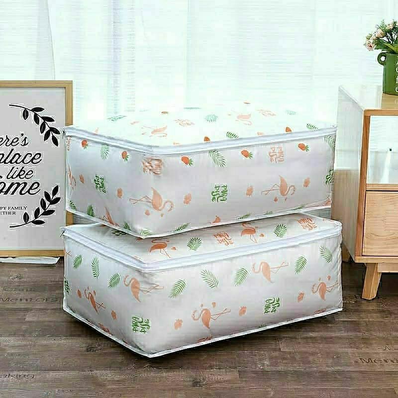 Dust Cover Tempat Bed Cover Tempat Pakaian Storage Bag 57x40x22cm - missbejo grosir