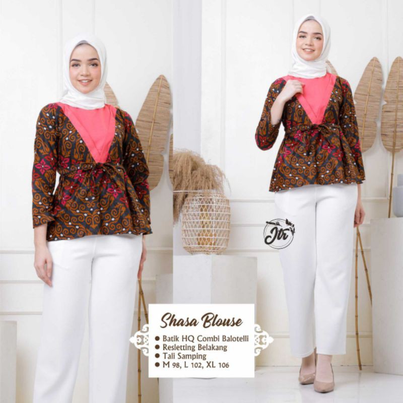 tey-17 Batik wanita ASJ SA HRB026 Kenongo Kemeja Tosca Pendek-Kode C