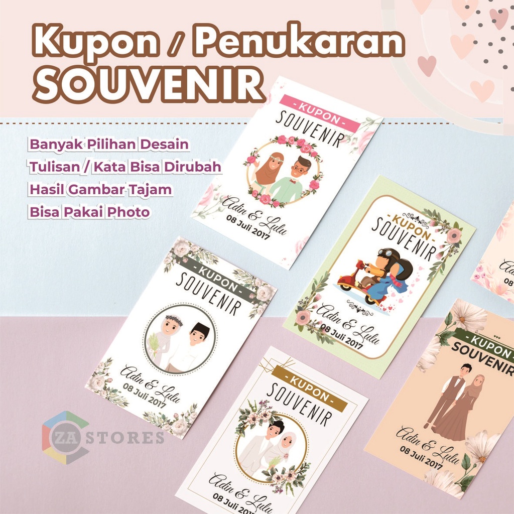 Jual Kupon Souvenir Pernikahan Kartu Ucapan Terima Kasih Souvenir Kartu Penukaran Souvenir