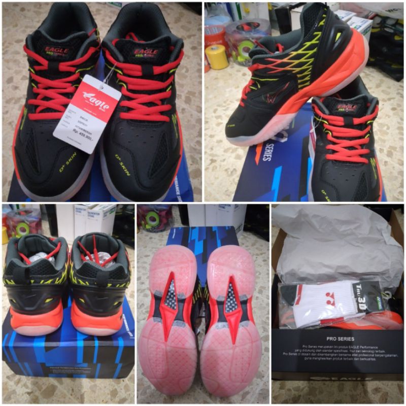 SEPATU BADMINTON EAGLE SS PRO 1 ORIGINAL, UKURAN 40 ( FREE KAOS KAKI )