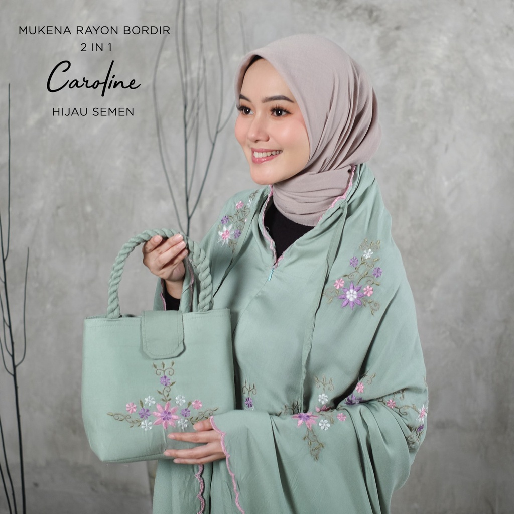 MUKENA BALI TASIK - MUKENA DEWASA RAYON BORDIR 2 IN 1 CAROLINE