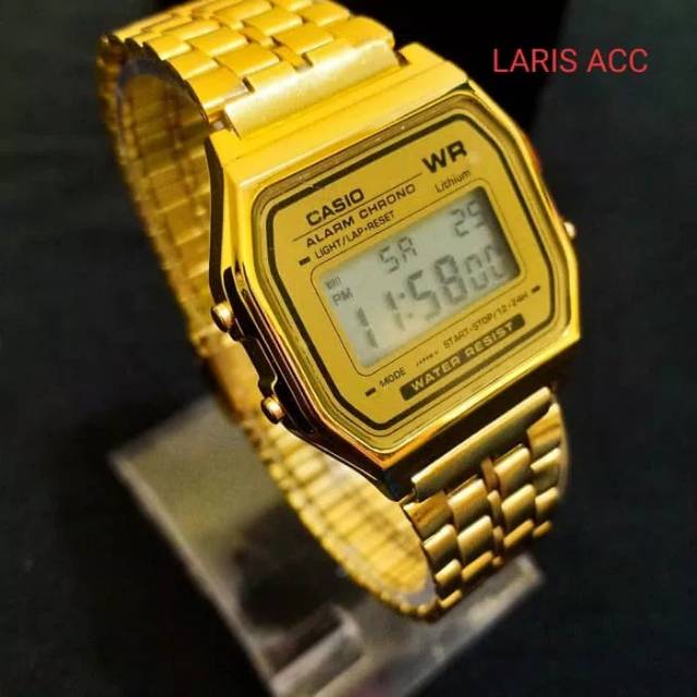 Jam tangan casio digital tipis pria wanita atau cewek-cowok kuning mas