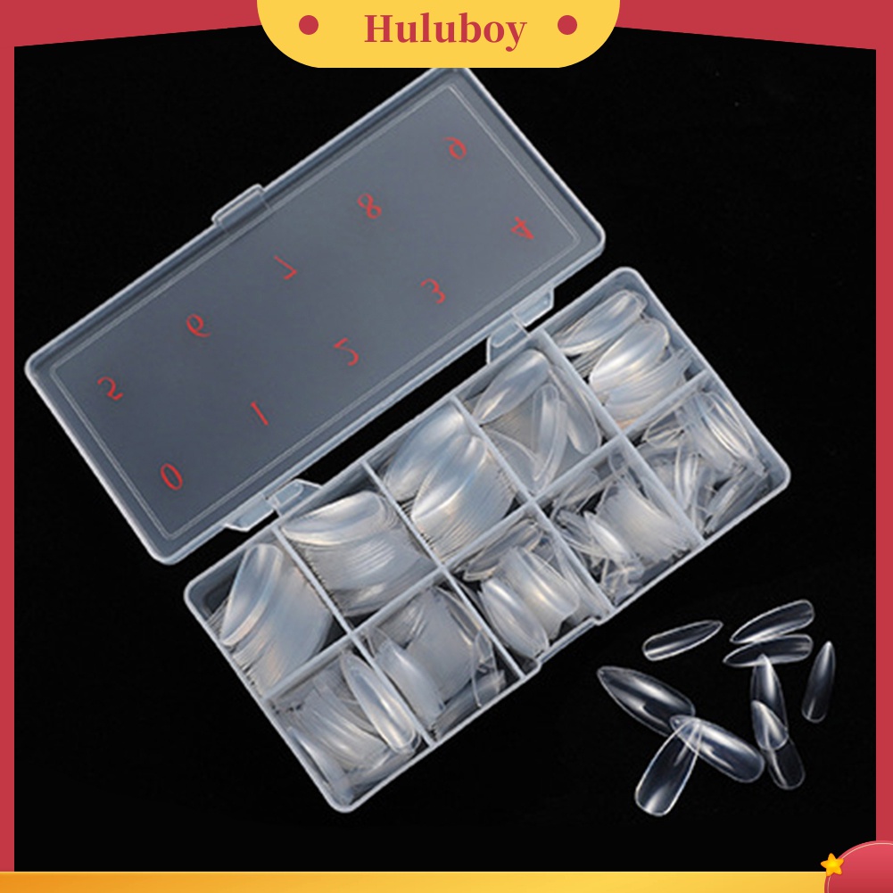 Huluboy Huluboy♡ 500pcs Kuku Palsu Akrilik Full Cover Transparan Bentuk Bulat