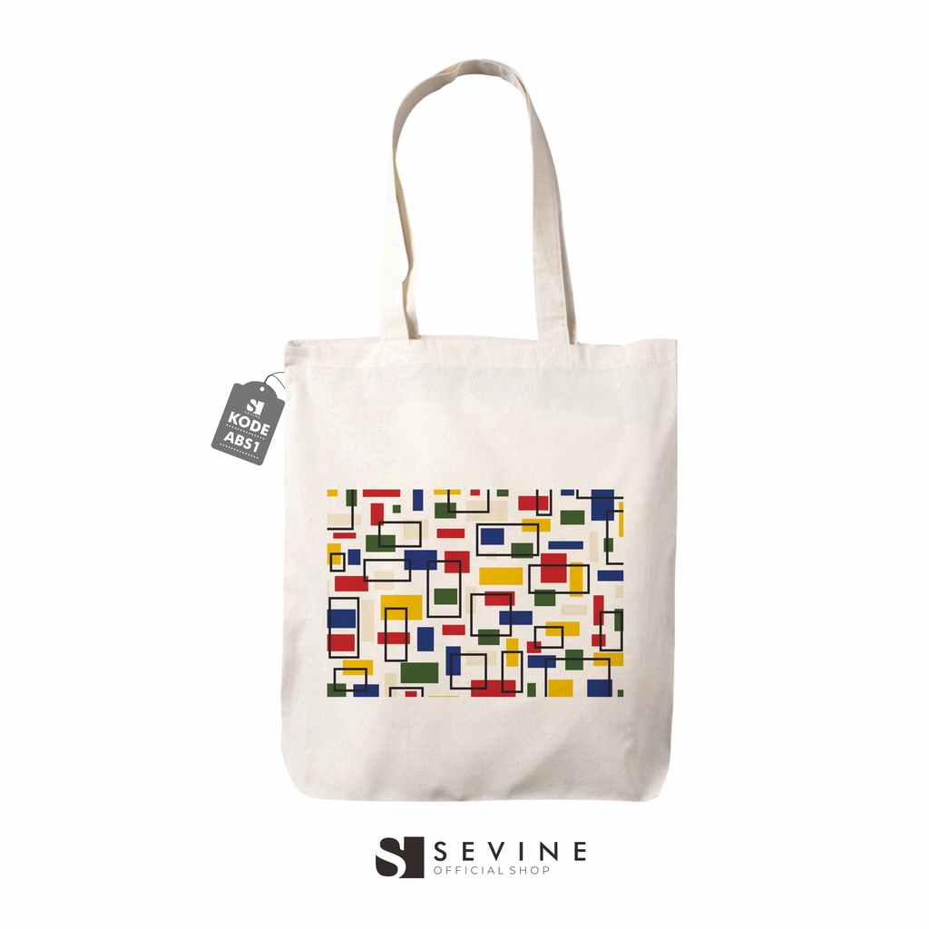 Sevine Tote Bag Resleting Drill Totebag Tas Laptop Wanita Bauhaus Abstract Custom - ABS