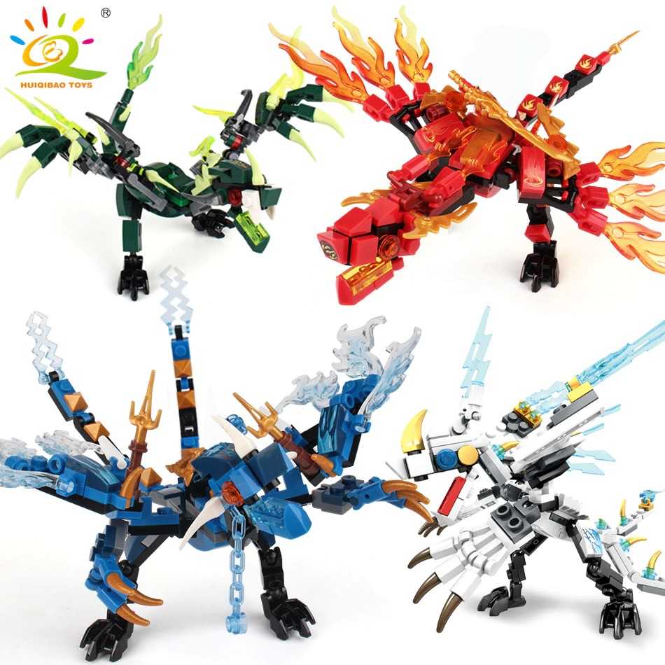 Mainan Robot Naga Building Blocks Dragon Knight Red Ninja H702