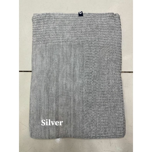 PASHMINA RAJUT GLITER / PASHMINA RAJUT PENGANTIN / PASHMINA PREMIUM-Silver
