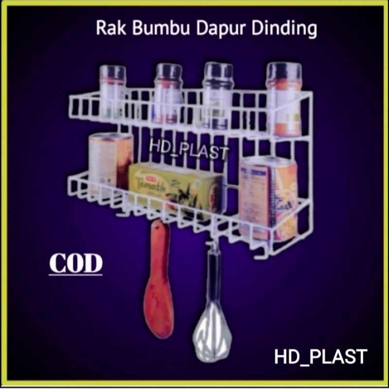 Rak Bumbu Dapur Dinding Gantung Tempel Serbaguna Susun 2 VIOLET