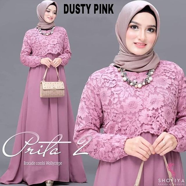 (PROMO)SET SYAR'I BRUKAT PRITA MEW MAROON 4 WARNA LAINNYA SETELAH HAJI UMROH GAMIS SYARI BRUKAT.-PINK