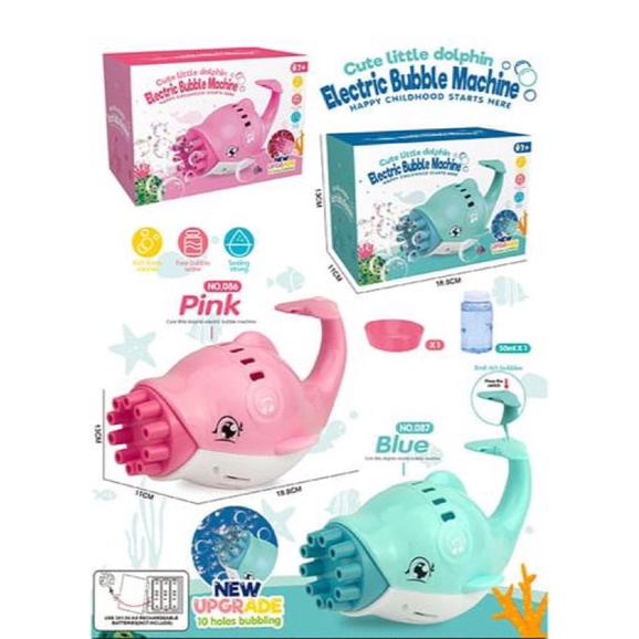 BUBBLE GUN 10 MATA /ELECTRIC BUBBLE MACHINE /BUBBLE DOLPHIN / PISTOL GELEMBUNG DOLPIN 9959A