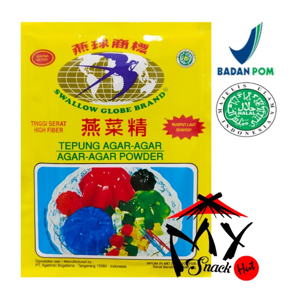 AGAR SWALLOW MERAH 7GR - AGER SWALOW GLOBE BRAND RED - SEAWEED POWDER RUMPUT LAUT HIGH FIBER HALAL