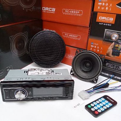 head unit single Din, speaker orca 4 inch orca bagus berkualitas