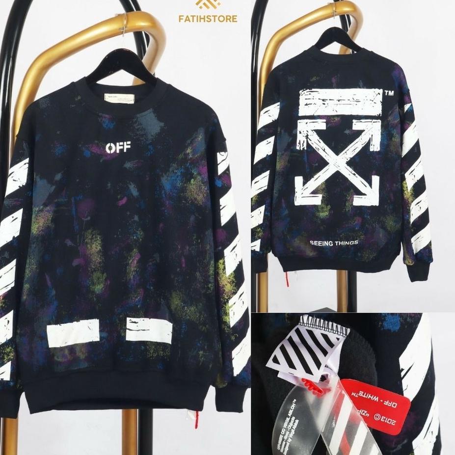 Keluaran Terbaru.. SWEATER CREWNECK OFFWHITE GRADIENT - OFFWHITE CREWNECK -SWEATER OFF-WHITE