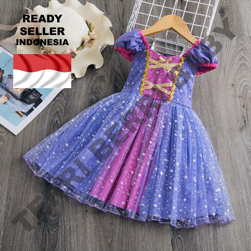 Dress baju kostum princess gaun prinses rapunzel rapunsel anak dres princes rapunzel costume / costu