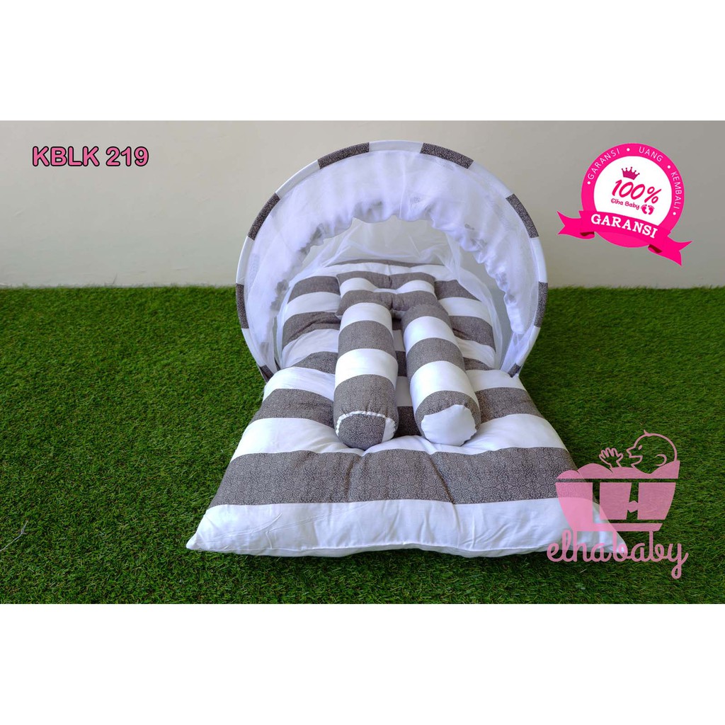 Elhababy Kasur Bayi Lipat Kelambu / Set Tempat Tidur Bayi / Kado Bayi Baru Lahir / MOTIF COWOK