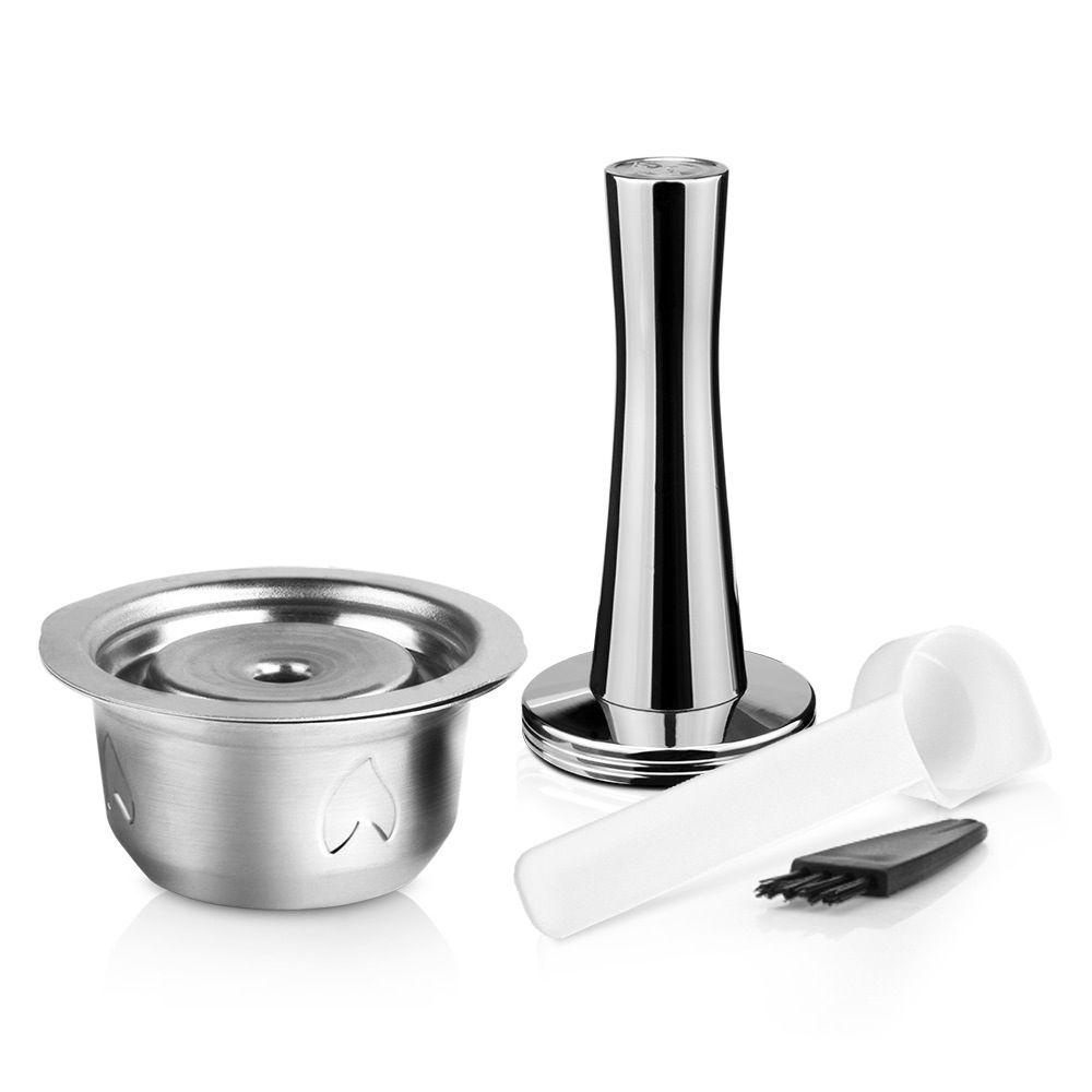 Solighter Kapsul Kopi Espresso Coffee Home Stainless Steel Tamper Crema Maker Reusable Pods