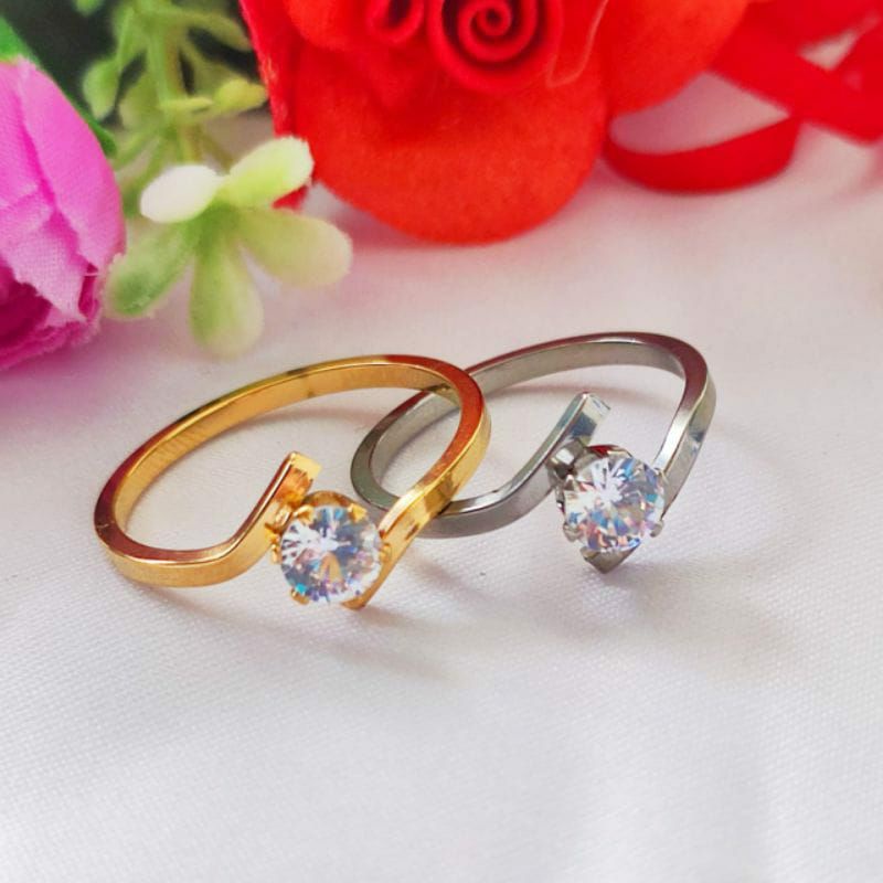 cincin permata titanium emas dan putih cincin titanium import
