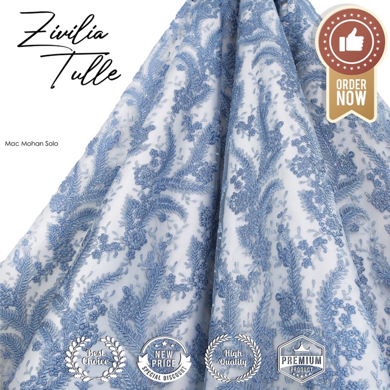 [NEWEST PRODUCT] ZIVILIA TULLE METTALIC EMBRODERY EXCLUSIVE TILE TWOTONE PREMIUM BORDIR PER 0.5M BY MACMOHAN