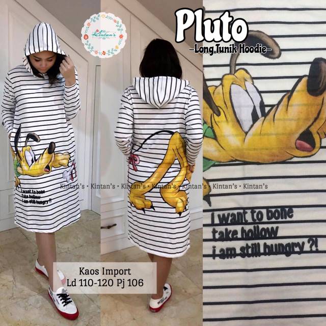 Fashion Wanita / Long Tunik Hoodie / Pluto Tunik Hoodie
