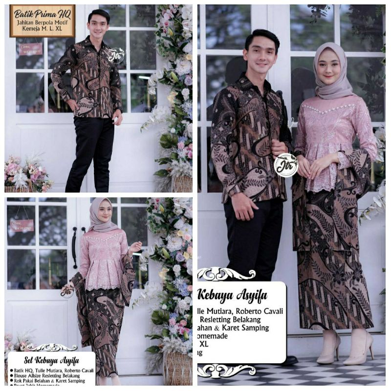 Baju Couple Kebaya Asyifa Modern Baju Tunangan, Wisuda, Pernikahan, Seserahan, Lamaran, Kondangan