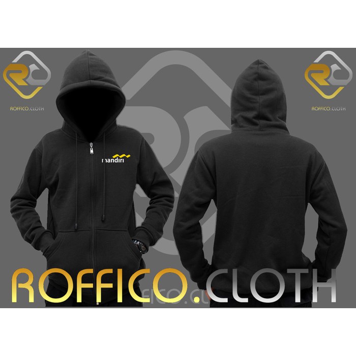 Jaket Hoodie Zipper Logo Bank Mandiri - Roffico Cloth
