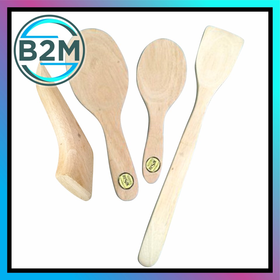 Sutil Spatula Centong Mutu Kayu Set lengkap