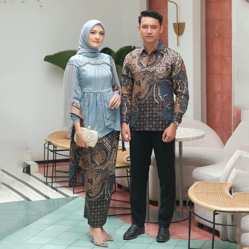 Batik Official Solo Batik Set Kebaya Couple Siena Tulle Mutiara kombinasi Tutu jaring