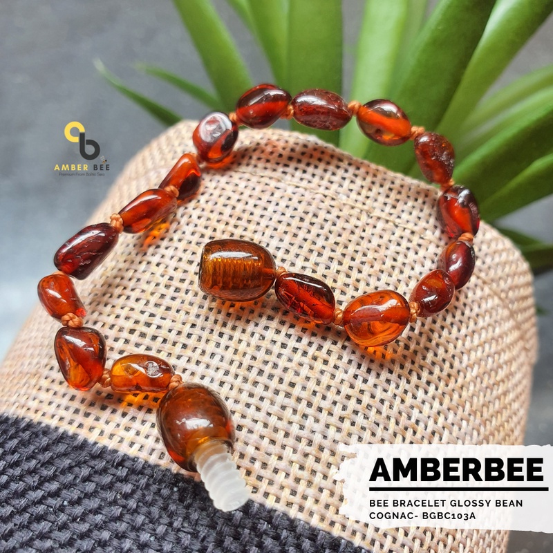 Gelang Amber Baltic Lithuania Balita &amp; Anak Glossy Cognac Bean BGBC103A By Amber Bee