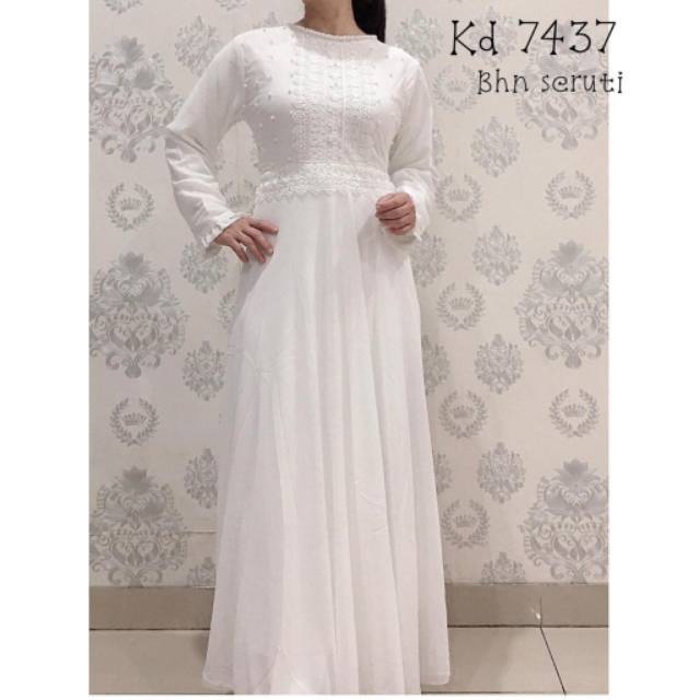 Gamis putih yuni / gamis muslim / gamis cantik / gamis sifon
