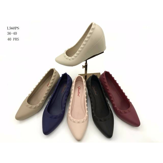 Glanzton L560PS Sepatu Jelly Dof Duri Wedges