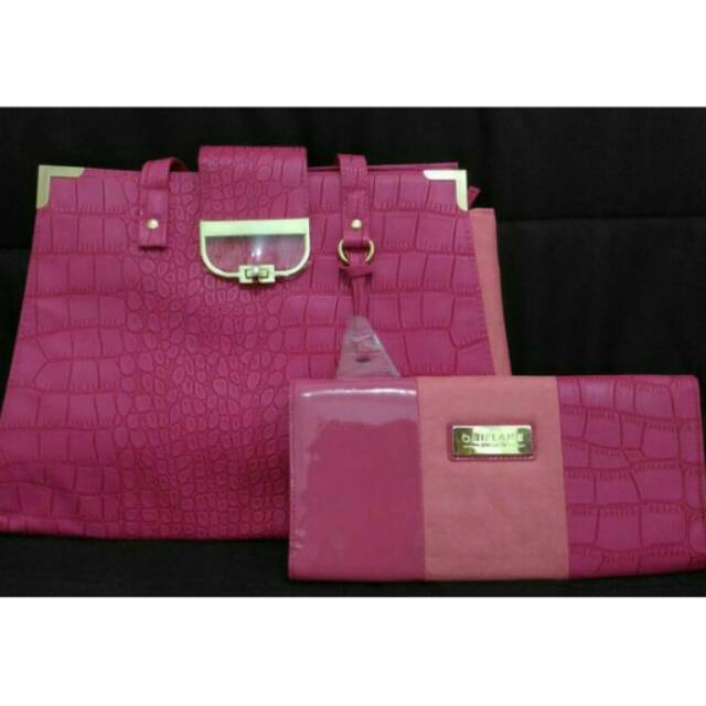Paket tas Pink glamour oriflame set - hand bag clutch