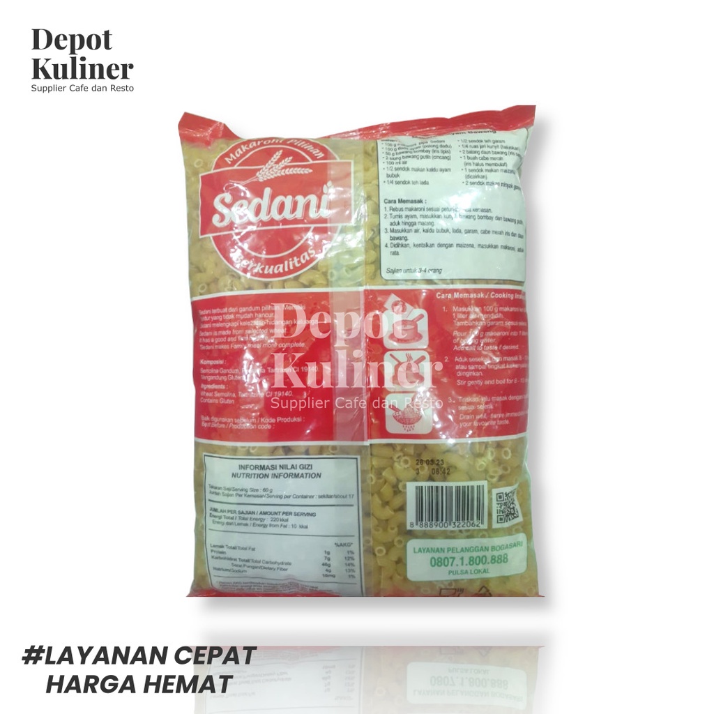 Makaroni Pipa Mentah Sedani 1 Kg