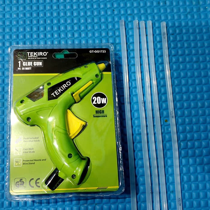 Lem Tembak Tekiro 20 Watt - Glue Gun ( Kecil ) Dan Refill 5 Pcs - Glue Stick Dan Glue Gun Tekiro