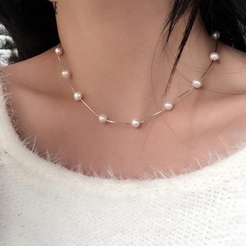 [Bayar Di Tempat]Charm Pendant Faux Pearl Choker Kalung Pendek