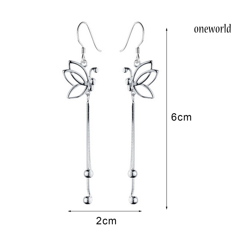 OW@ Women Elegant Butterfly Dangle Long Chain Line Alloy Hook Earrings Jewelry Gift