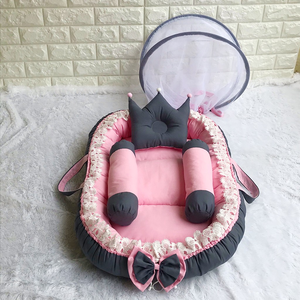 KASUR BABY NEST MURAH POLOS RENDA MOTIF BOLAK BALIK FREE BANTAL PEYANG MAHKOTA