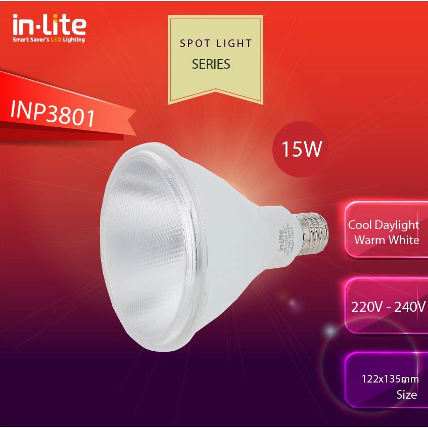 in Lite LED Lampu  Sorot PAR 38 15 Watt Outdoor IP65 E27 