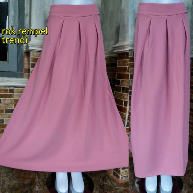 Rok waffle crepe panjang | rok rempel mayung terlaris