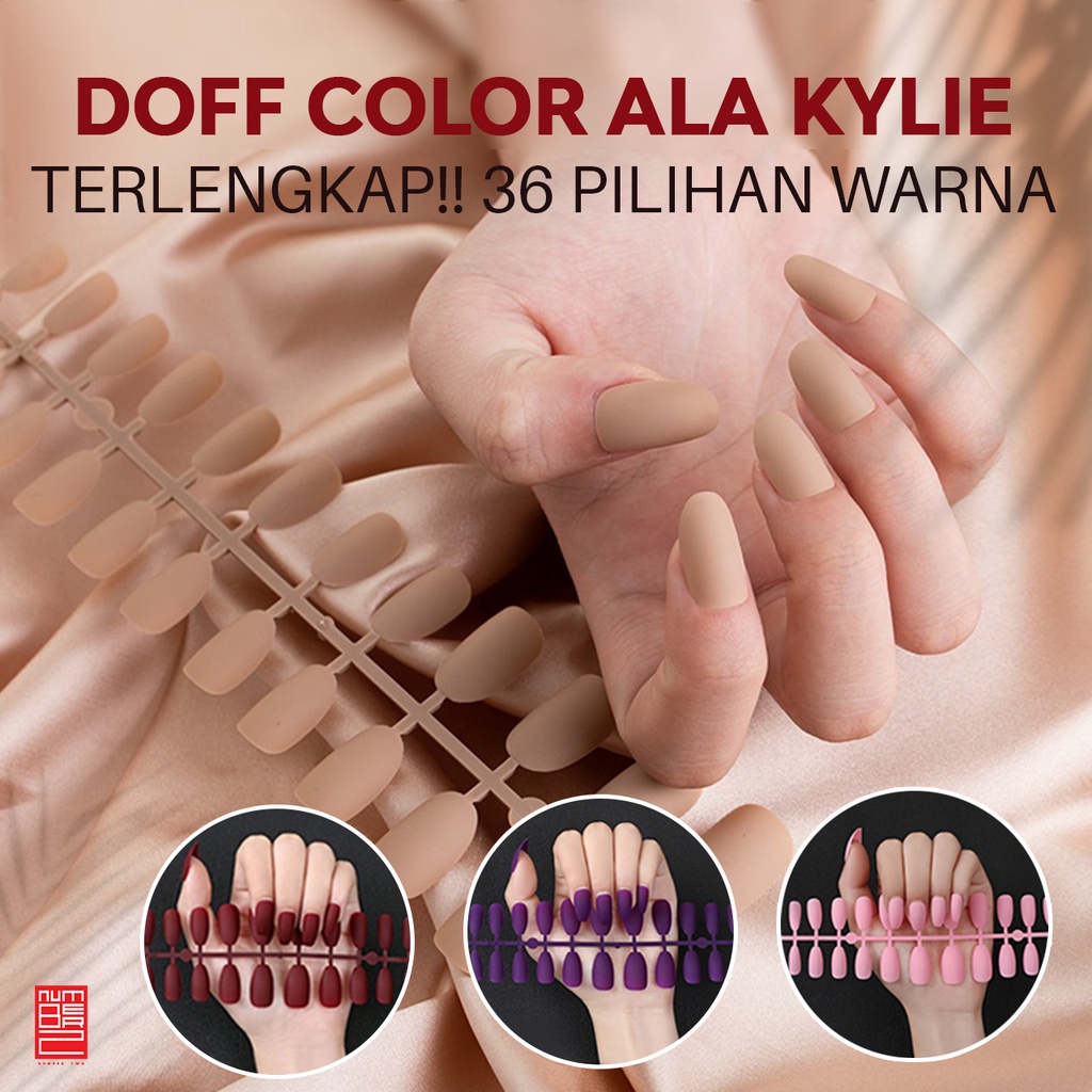 Kuku palsu polos isi 24 panjang oval medium 36 warna doff matte nude simple fake nails lancip langsung tempel nail art untuk wanita remaja dewasa